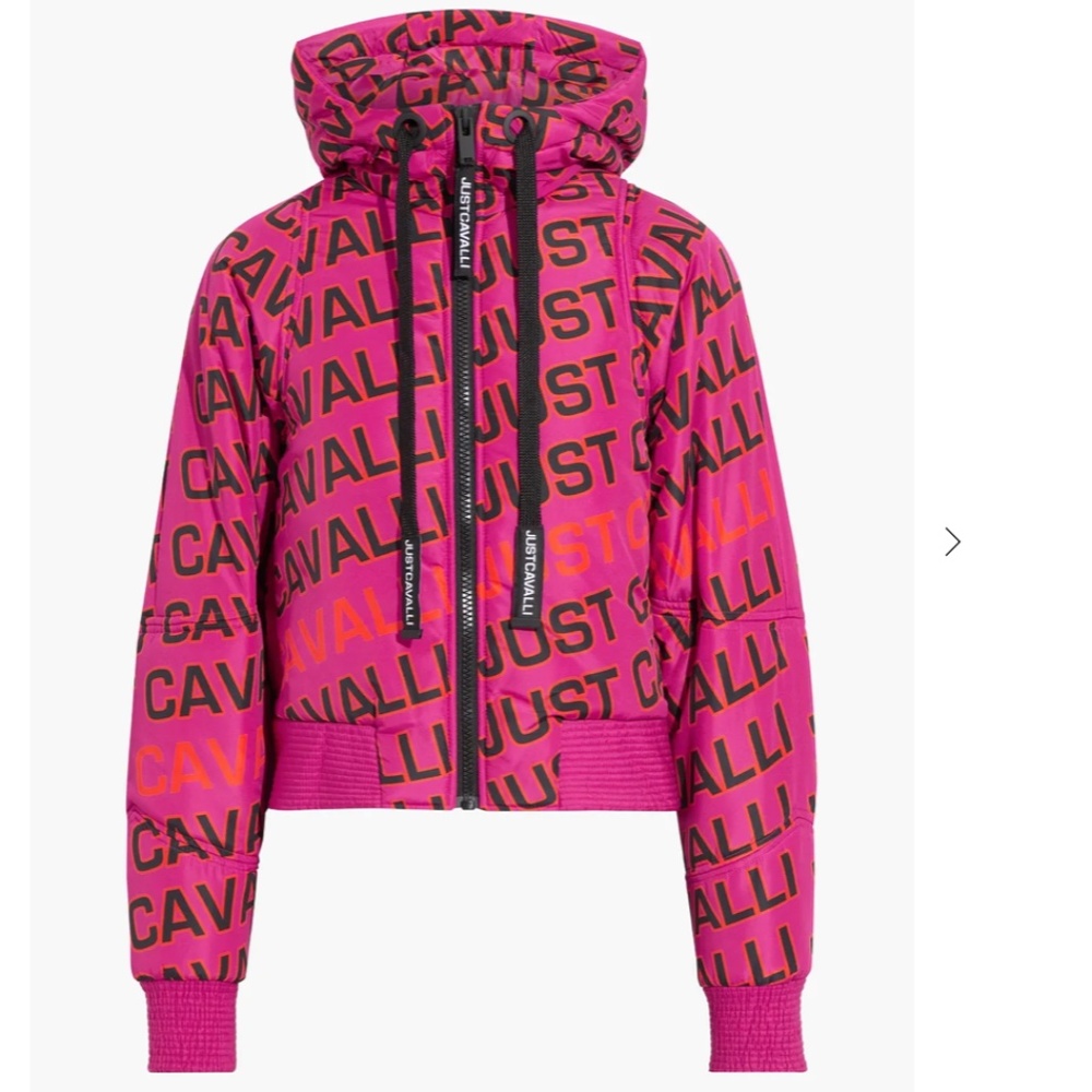 Printed shell hooded down jacket from JUST CAVALLI